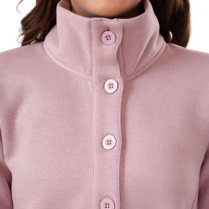 Women Winter High Neck Long Coat (Mauve)