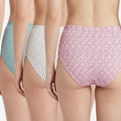 Women's Cotton Mid-Waist Full Coverage Printed Hipster Panties - (Pack of 3)