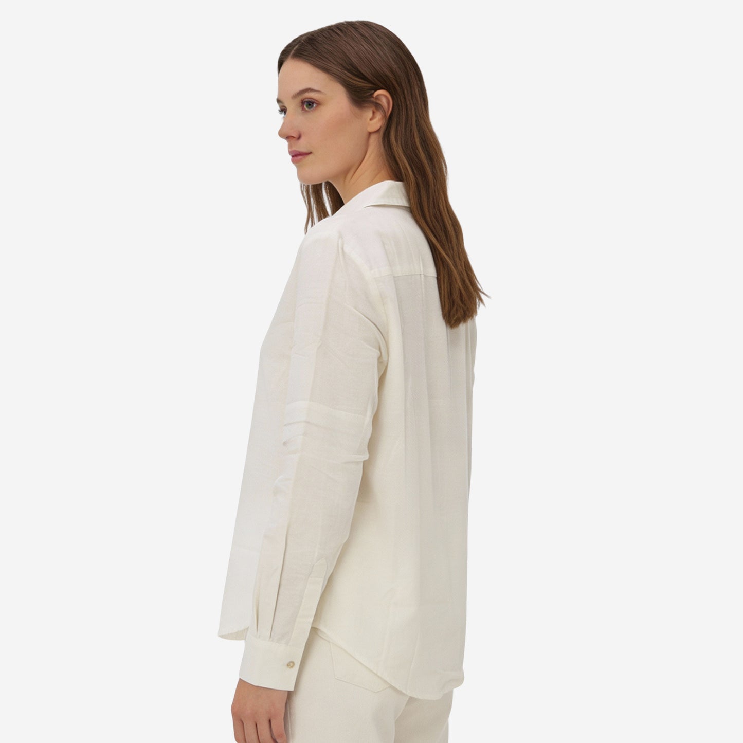 Women Linen Comfort Shirt - (Ivory)
