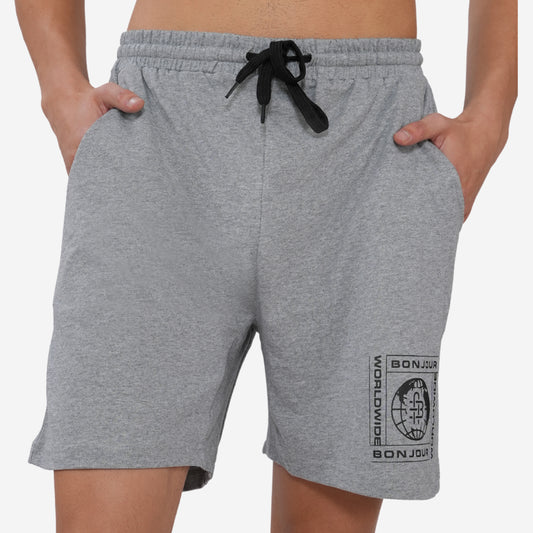 Men Cotton Regular Fit Lounge Shorts (Lt.Grey)