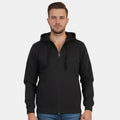 Men’s Solid Zipper Hooded Jacket (Black)