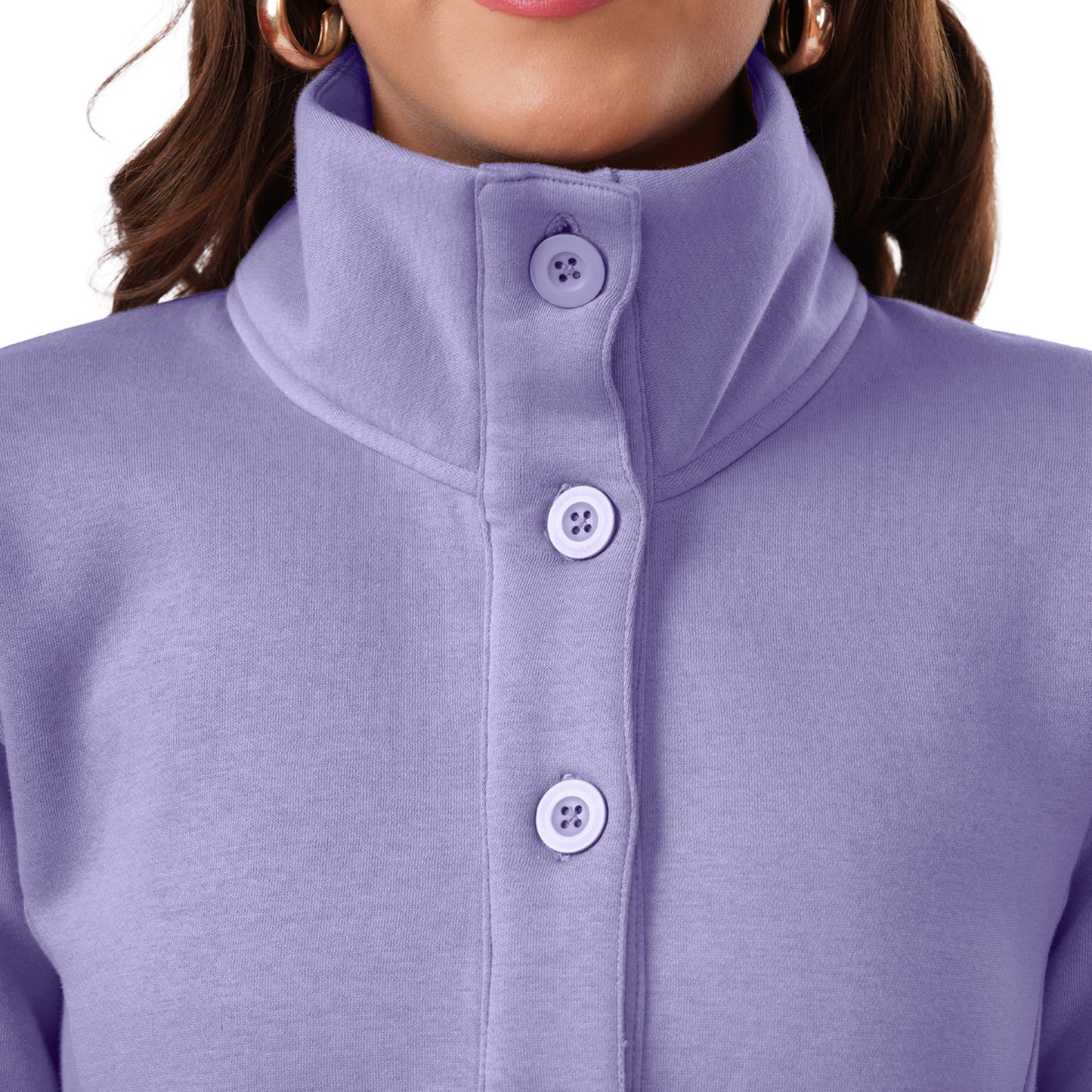 Women Winter High Neck Long Coat (Lavender)