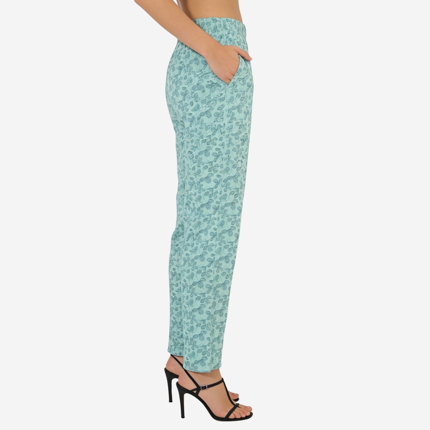 Women Printed Relaxed-Fit Lower - Aruba Blue