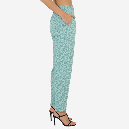 Women Printed Relaxed-Fit Lower - Aruba Blue