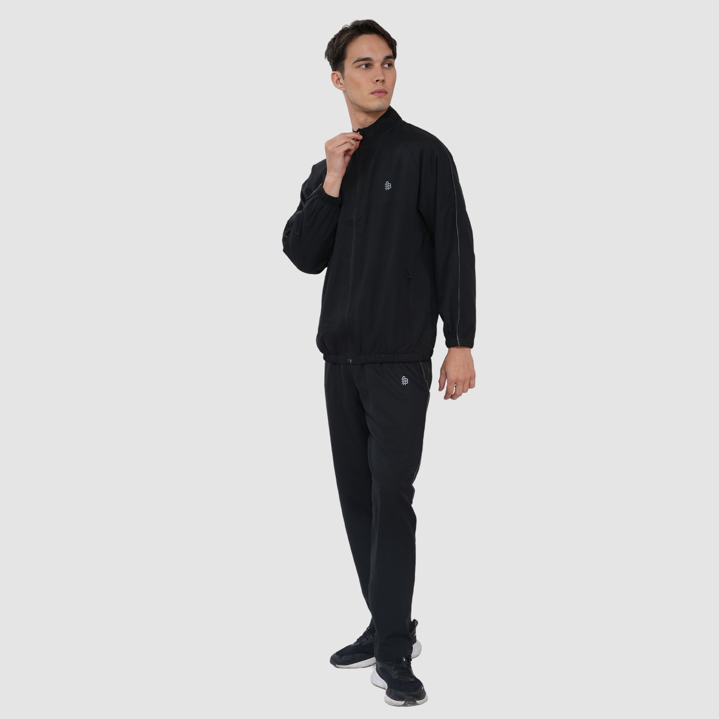 Bonjour Men’s Black Track Suit with Zip-Up Jacket