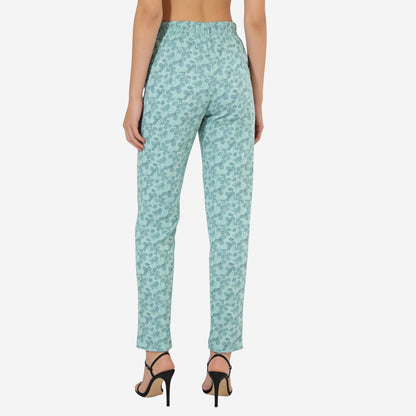 Women Printed Relaxed-Fit Lower - Aruba Blue