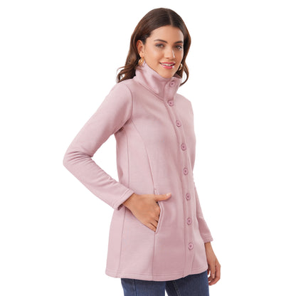 Women Winter High Neck Long Coat (Mauve)