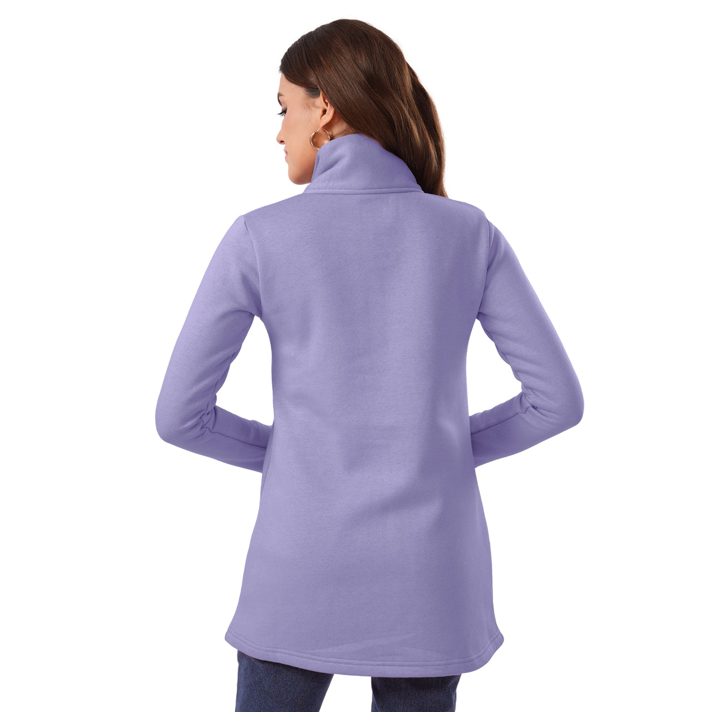 Women Winter High Neck Long Coat (Lavender)
