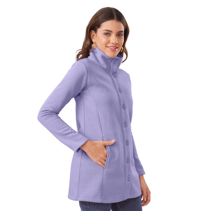 Women Winter High Neck Long Coat (Lavender)