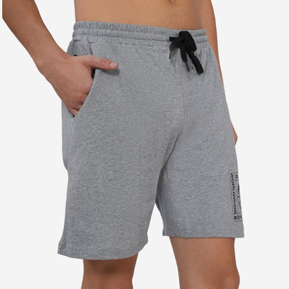 Men Cotton Regular Fit Lounge Shorts (Lt.Grey)