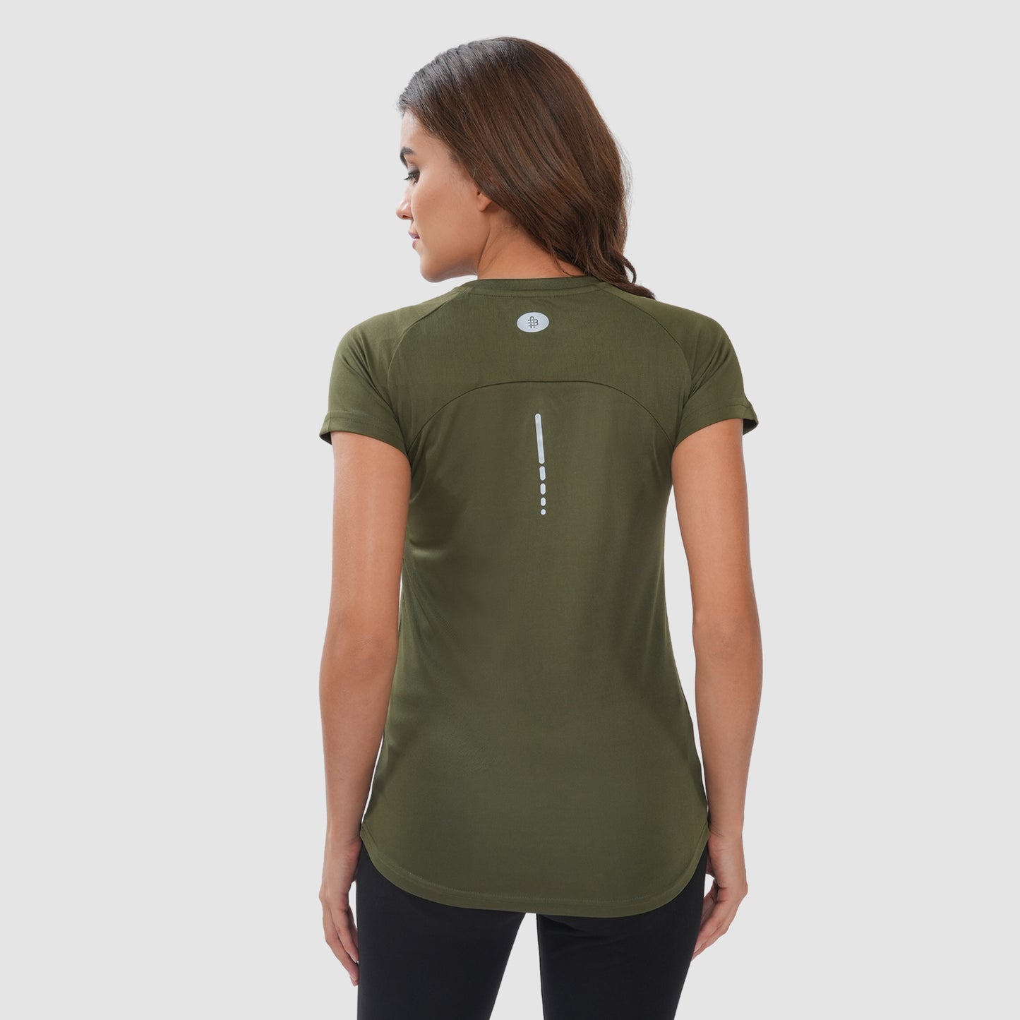 Women Knitted Fabric Regular Fit Short Sleeve Tee/T-shirt - Olive