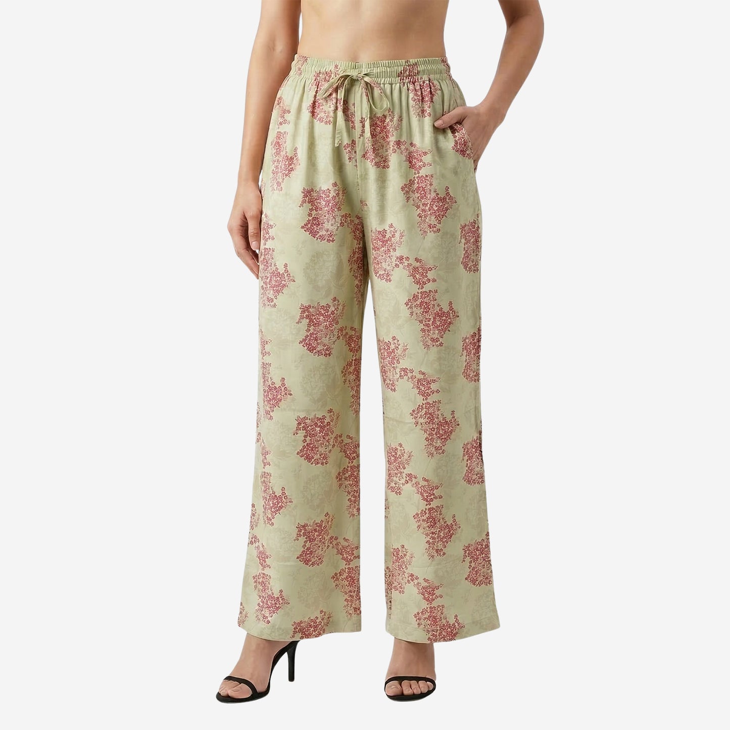 Beige Floral Printed Palazzo for Women | Comfortable Fit (Pack of 1)