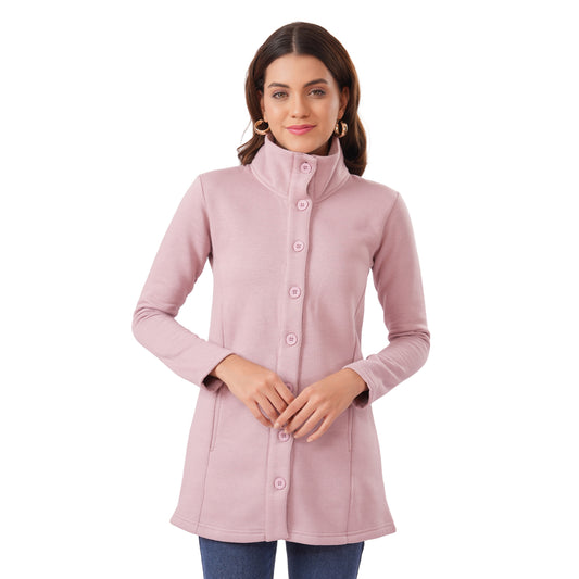 Women Winter High Neck Long Coat (Mauve)
