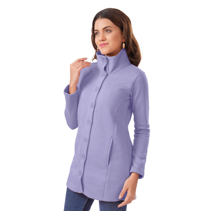 Women Winter High Neck Long Coat (Lavender)