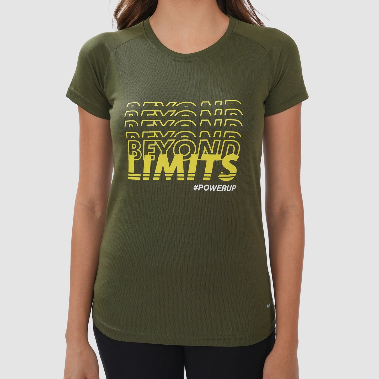 Women Knitted Fabric Regular Fit Short Sleeve Tee/T-shirt - Olive