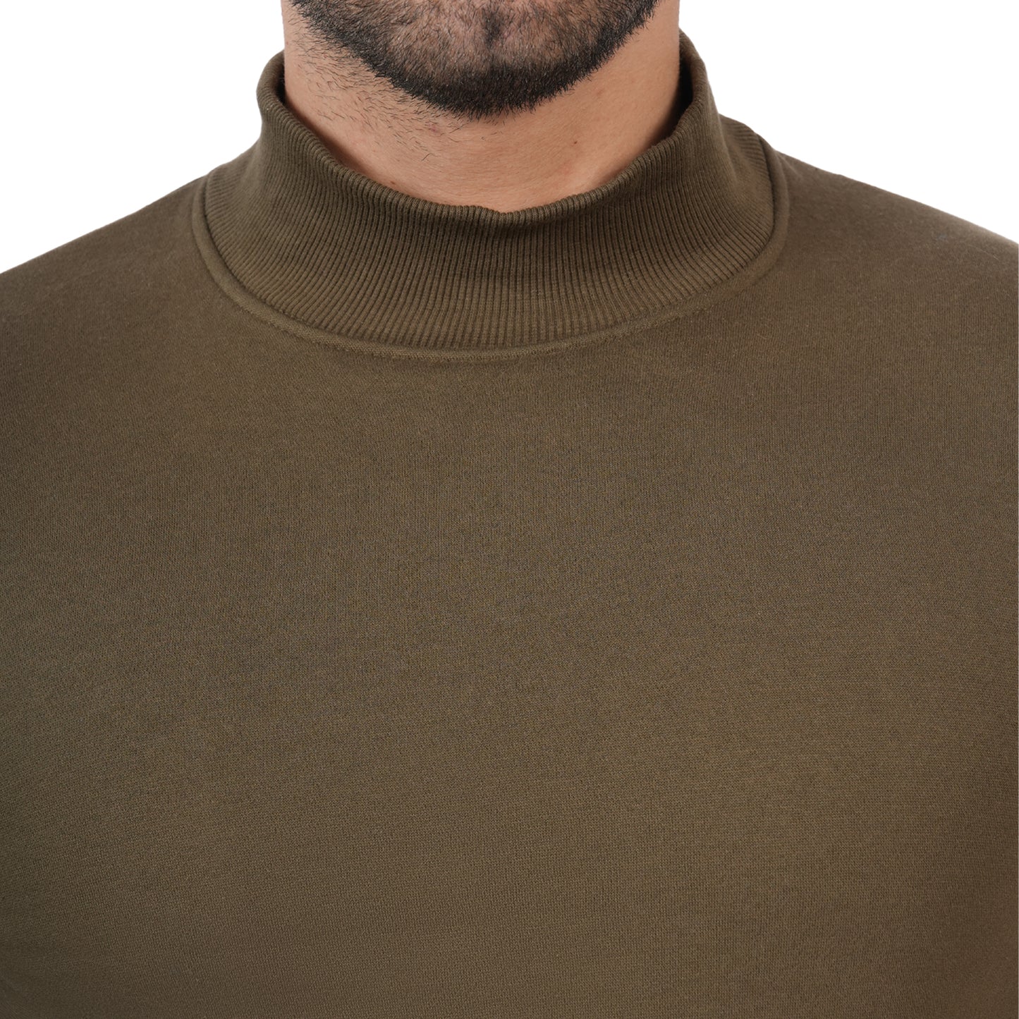 Men's Casual High Neck Sweatshirt (Dk. Olive)