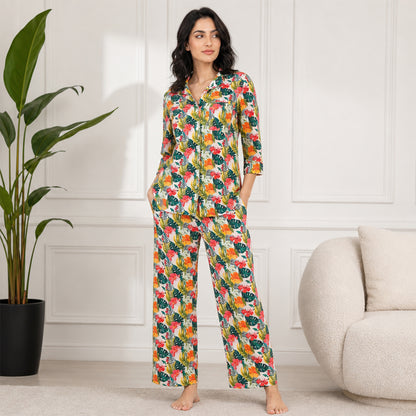 Women Multicolor Printed Rayon Loungewear Set