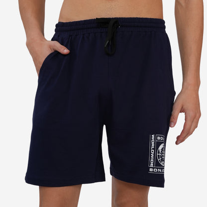 Men Cotton Regular Fit Lounge Shorts (Navy)