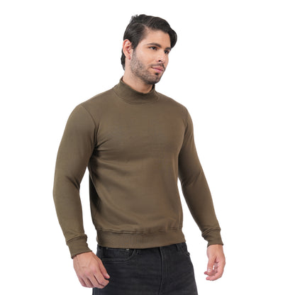 Men's Casual High Neck Sweatshirt (Dk. Olive)