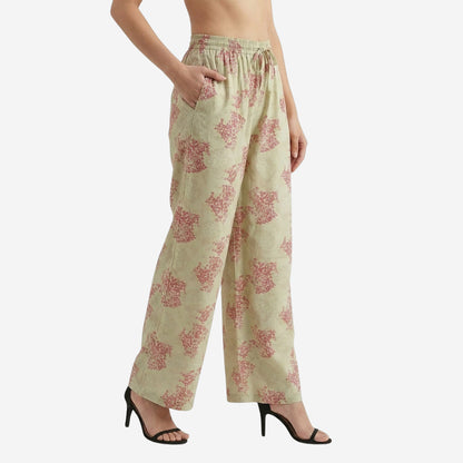 Beige Floral Printed Palazzo for Women | Comfortable Fit (Pack of 1)