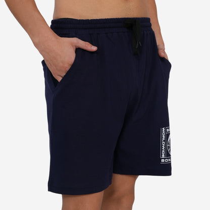 Men Cotton Regular Fit Lounge Shorts (Navy)
