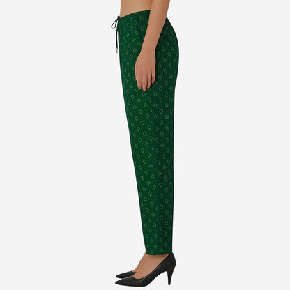 Women Printed Rayon Relaxed-Fit Lounge Pyjama Pants - Green