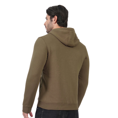 Men’s Solid Zipper Hooded Jacket (Olive)