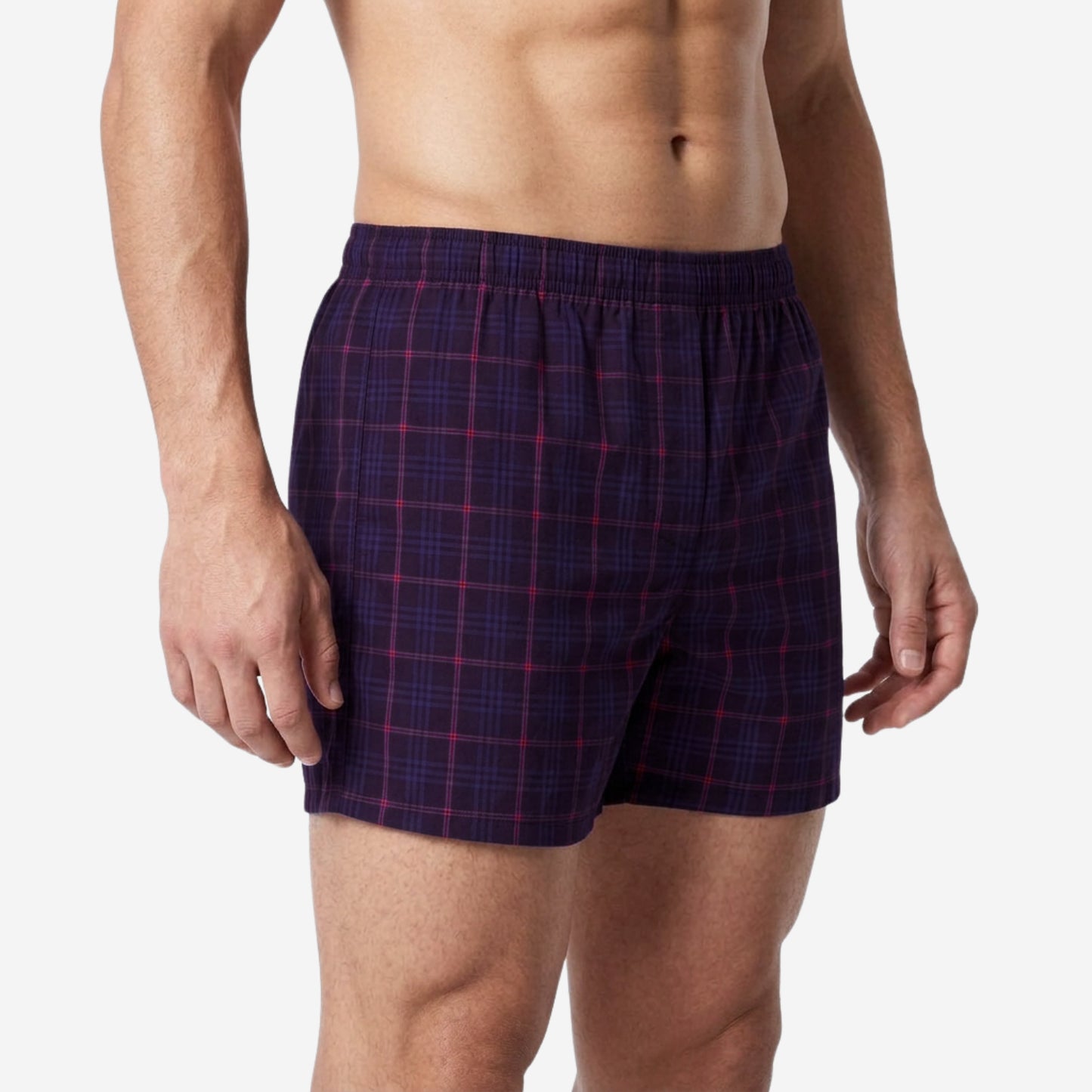 Men’s 100% Cotton Printed Mid-Rise Boxer Shorts - (Purple)