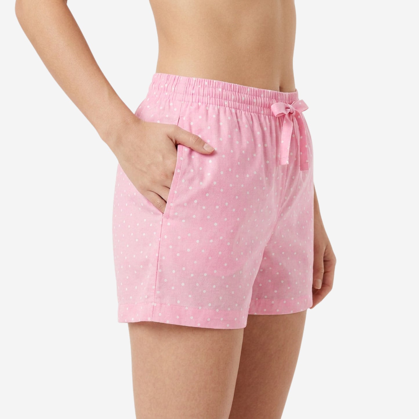 Women Regular Fit Lt.Pink Cotton Boxer Shorts