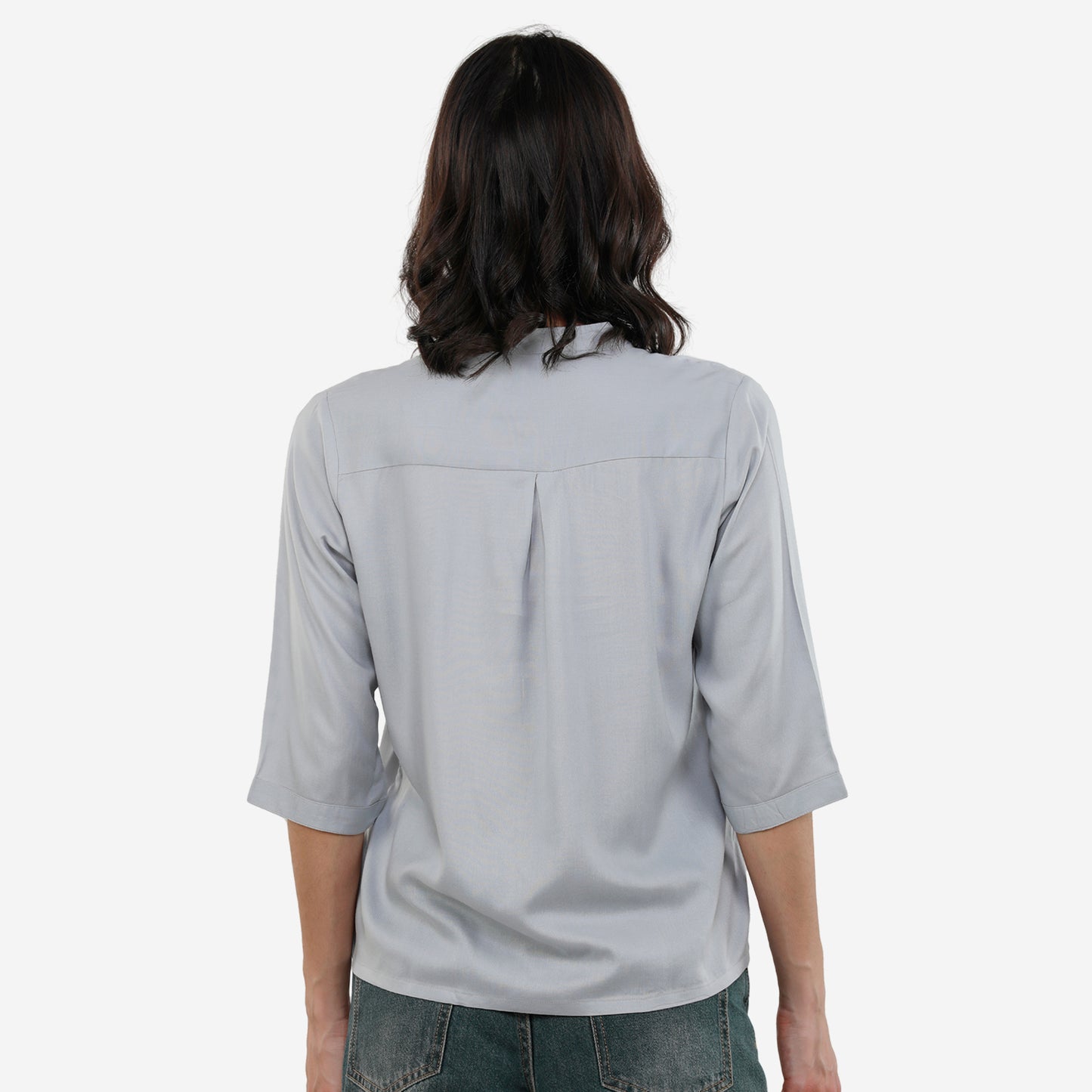 Tunic 3/4 Sleeve Plain Top for Women & Girls (Silver)