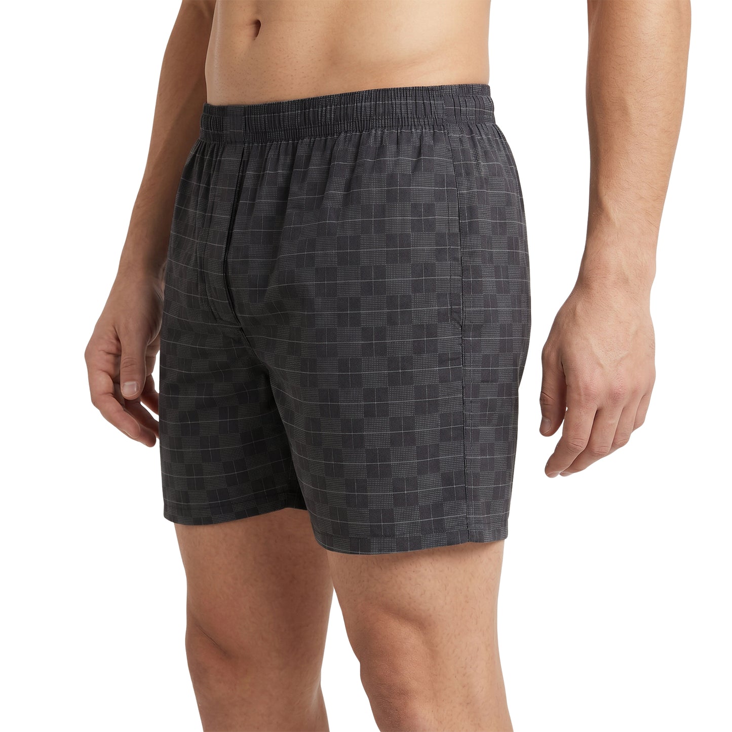 Men’s 100% Cotton Printed Mid-Rise Boxer Shorts - (Dk.Grey)