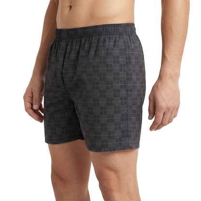 Men’s 100% Cotton Printed Mid-Rise Boxer Shorts - (Dk.Grey)