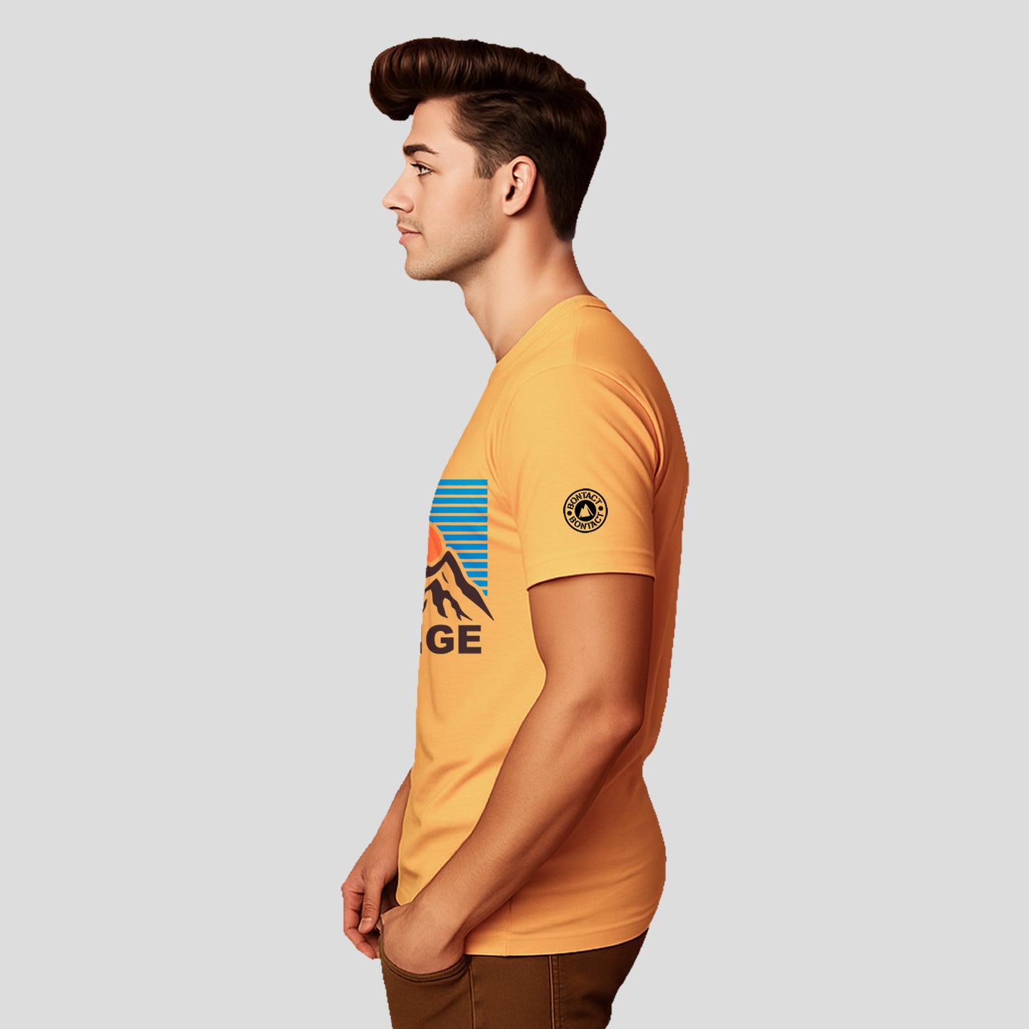 Bontact CHALLENGE Round-Neck Half Sleeve T-Shirt (Banana Cream)