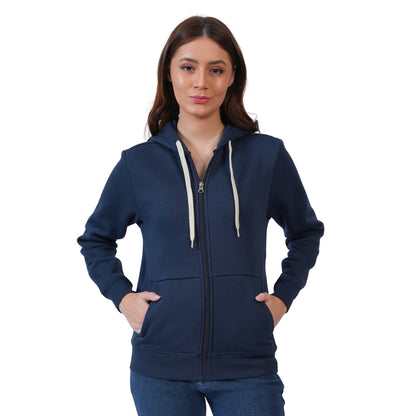 Women’s Zipper Hooded Winter Sweatshirt (Blue)