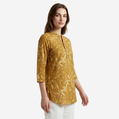 Mustard Women Floral Printed Short Kurti – Stylish & Comfortable (Pack of 1)