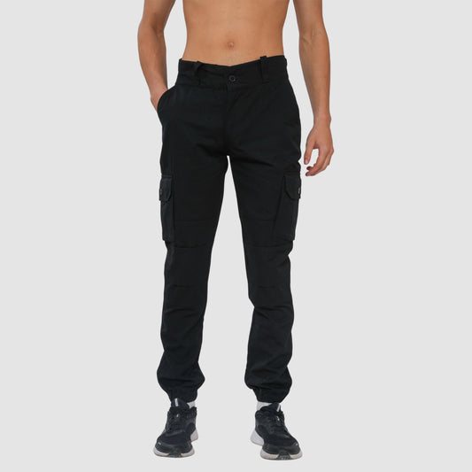 Bonjour Men Cargo Pants Premium Cotton Comfort Fit with Stylish Utility Pockets - Black