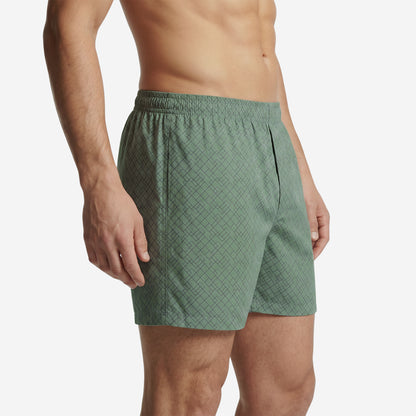 Men’s 100% Cotton Printed Mid-Rise Boxer Shorts - (Sage Green)