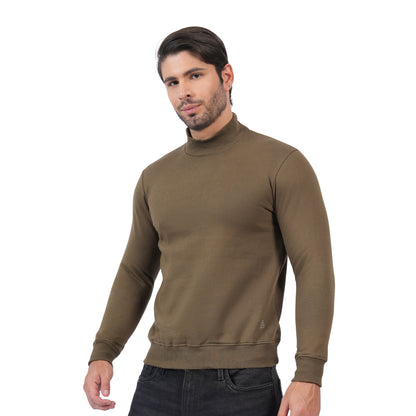Men's Casual High Neck Sweatshirt (Dk. Olive)