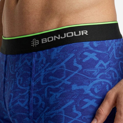 Men's Multicolor Supersoft Printed Modal Cotton Trunks - Single Pack | Blue