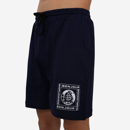 Men Cotton Regular Fit Lounge Shorts (Navy)