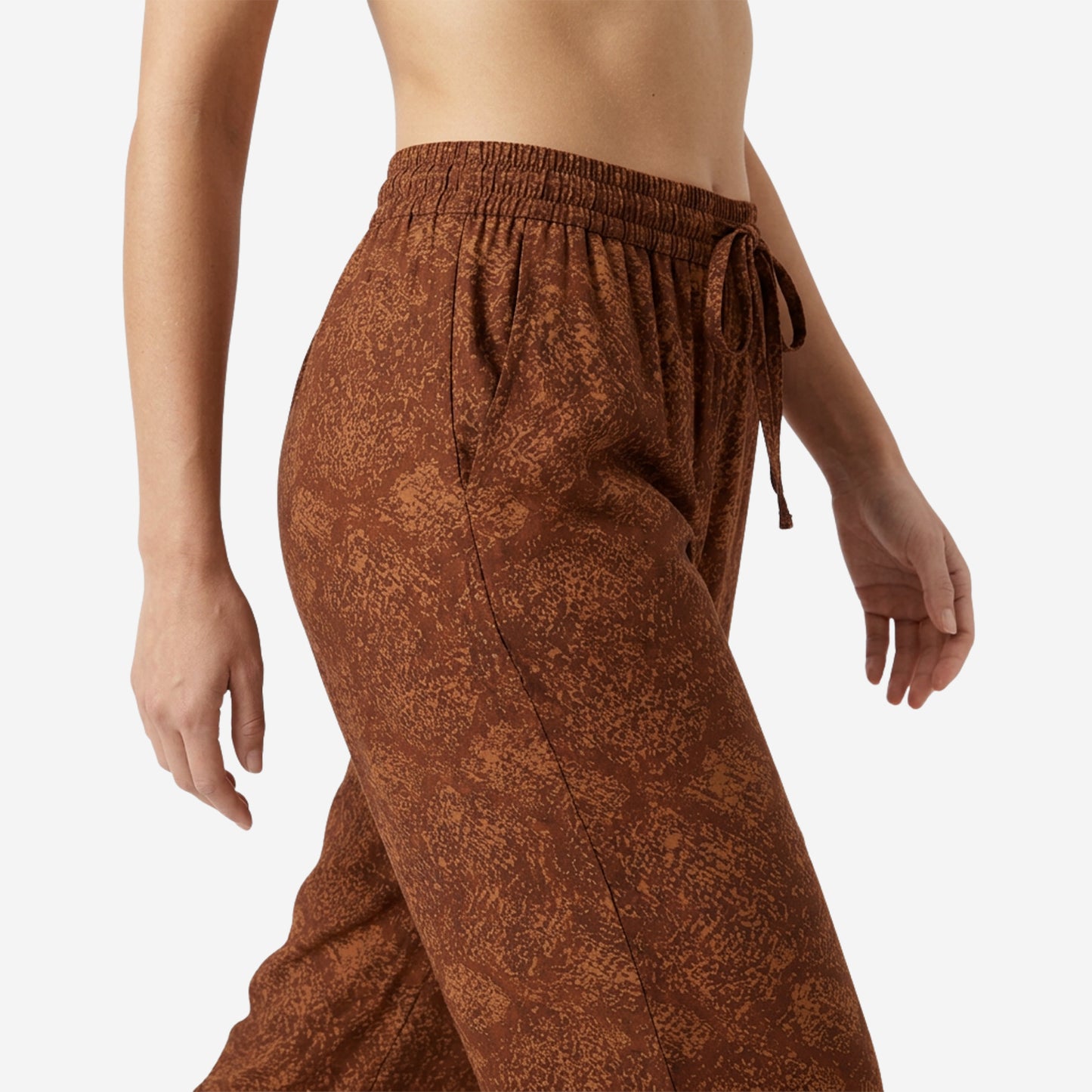 Women Printed Rayon Loungewear Set - (Brown)