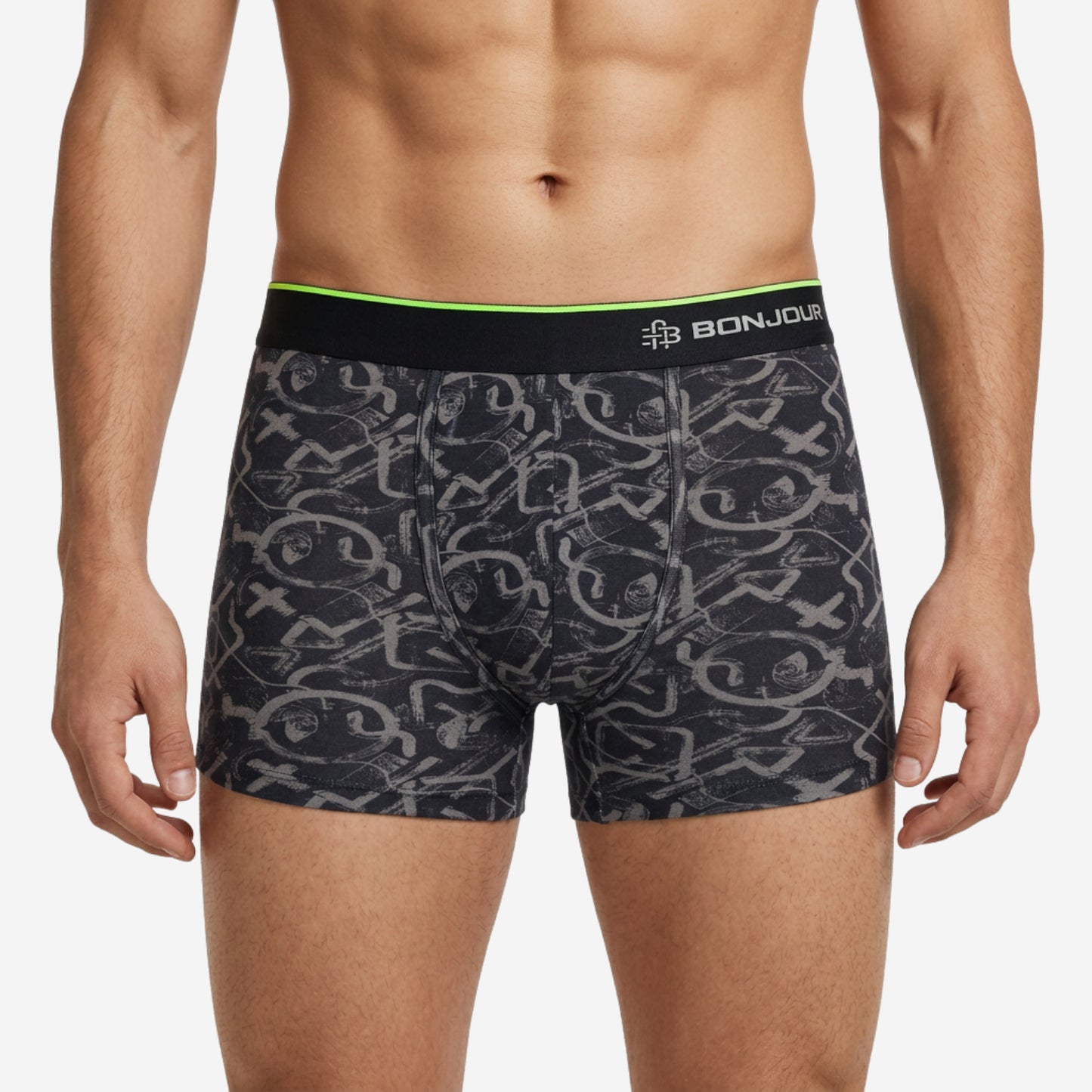 Men's Multicolor Supersoft Printed Modal Cotton Trunks - Single Pack |Black & Grey