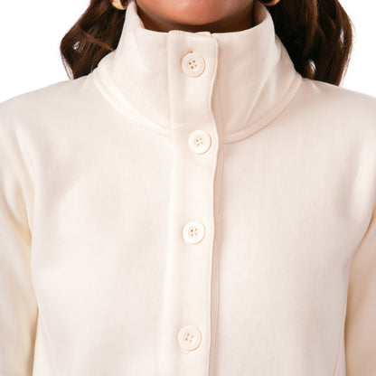 Women Winter High Neck Long Coat (Cream)