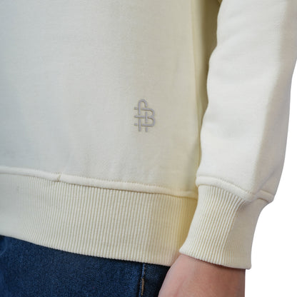 Women’s Solid Crew Neck Winter Sweatshirt (Cream)