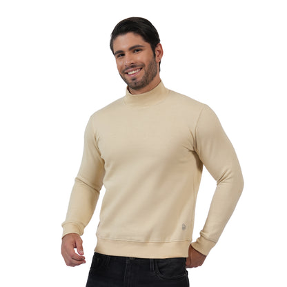 Men's Casual High Neck Sweatshirt (Biscotti)