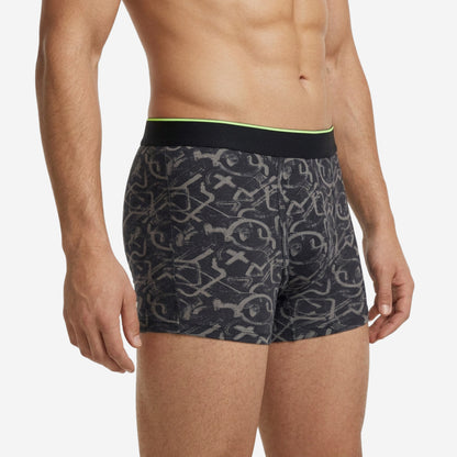 Men's Multicolor Supersoft Printed Modal Cotton Trunks - Single Pack |Black & Grey