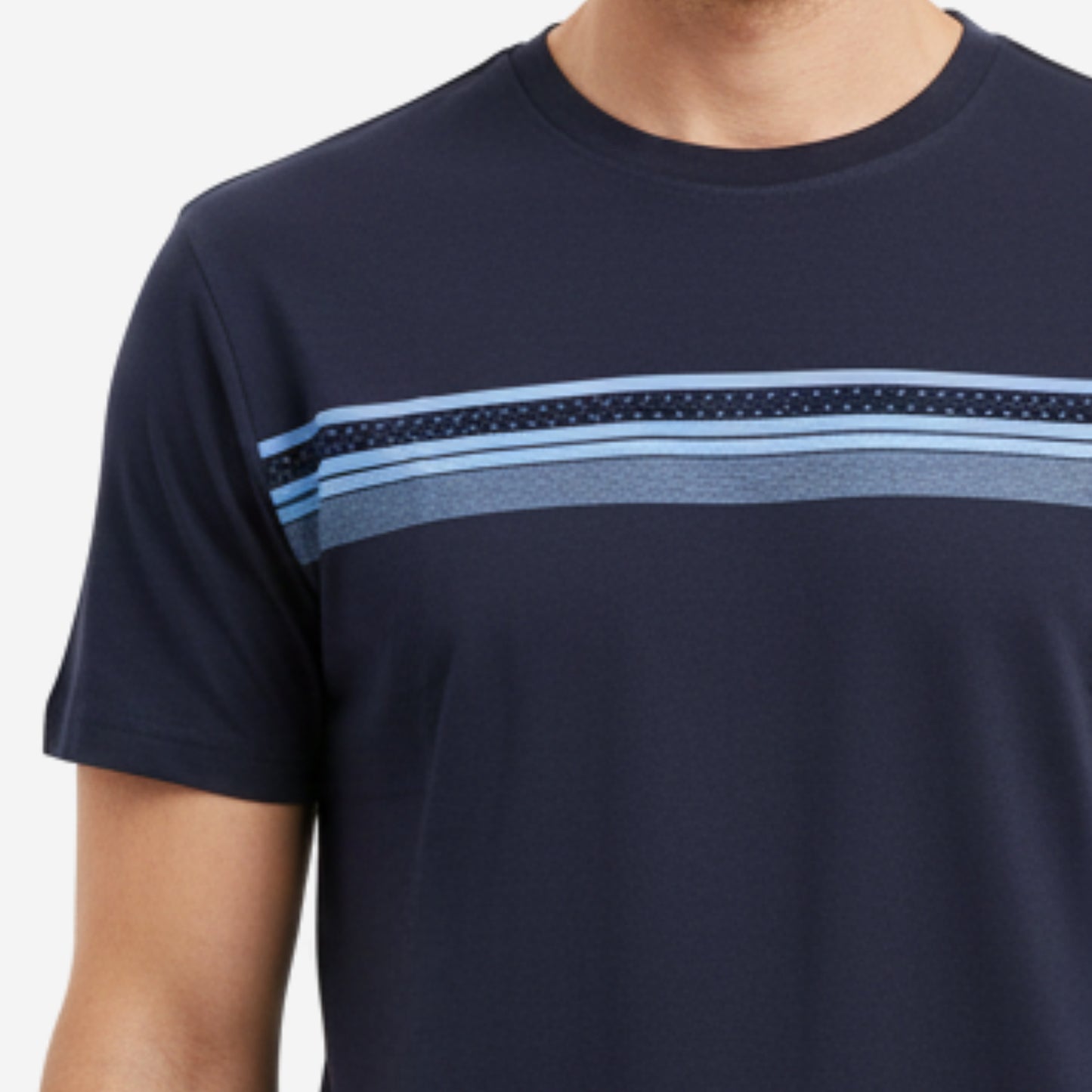 Men’s Printed Round‑Neck T‑Shirt (Navy)
