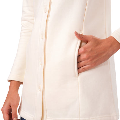 Women Winter High Neck Long Coat (Cream)