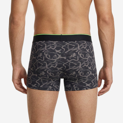 Men's Multicolor Supersoft Printed Modal Cotton Trunks - Single Pack |Black & Grey