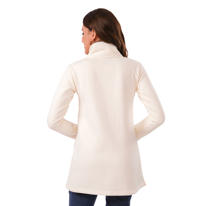 Women Winter High Neck Long Coat (Cream)